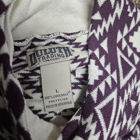 Duluth Trading Company Womens Coolmax Sno Sweat Festive Mockneck Sweater Geometr - Picture 8 of 8